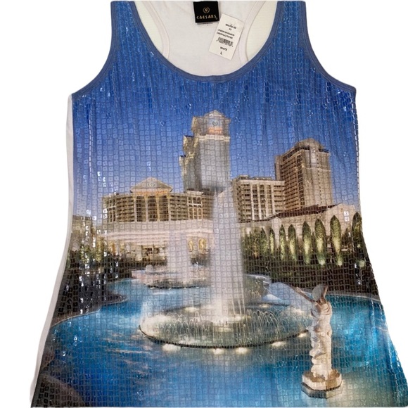 Luxury Caesar’s Palace Sequins Tank Top Shimmering Sparkle Las Vegas Size Large - Picture 10 of 13